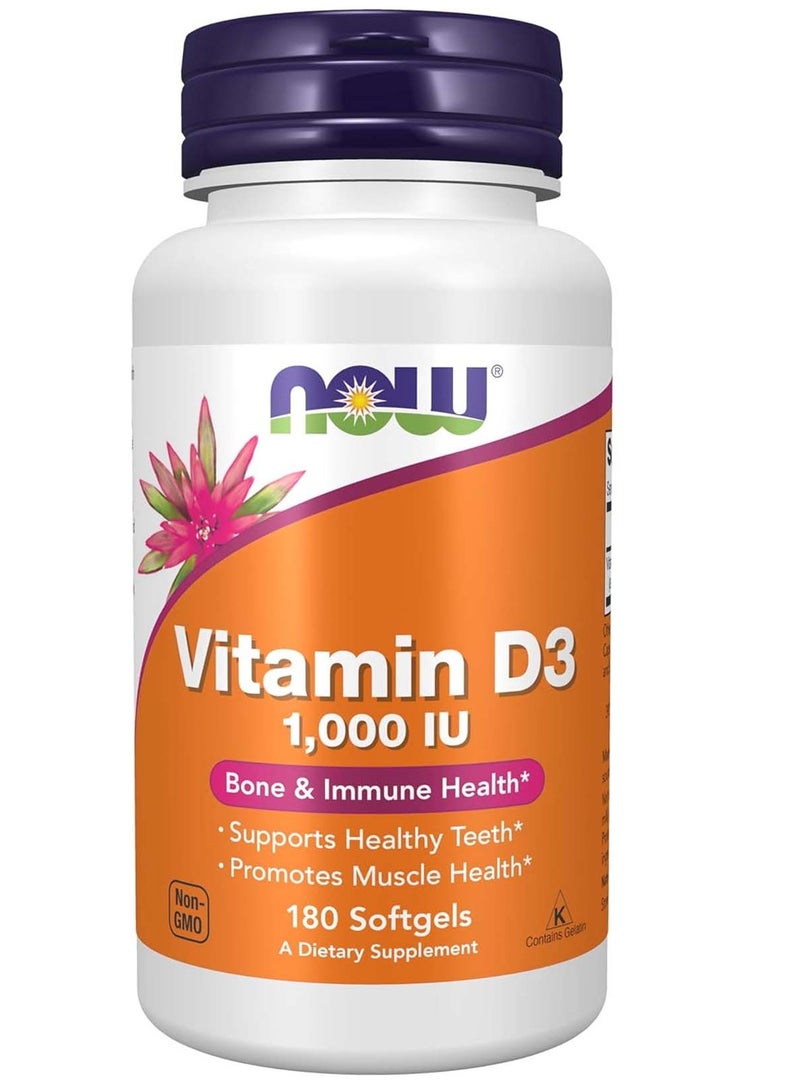 ناو فيتامين د -3 عالي الكفاءة بتركيز 1000 وحدة دولية - 180 كبسولة هلامية - Image 1