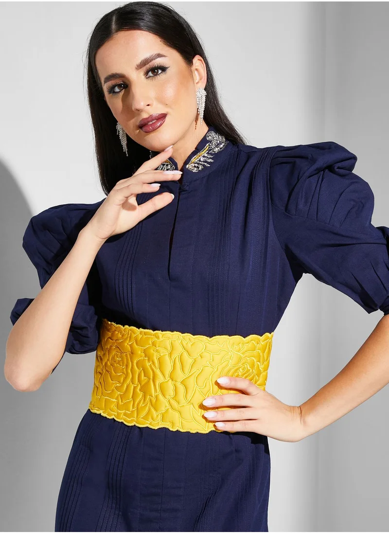 Threadz by Ajooni Keyhole Neck Puff Sleeve Dress