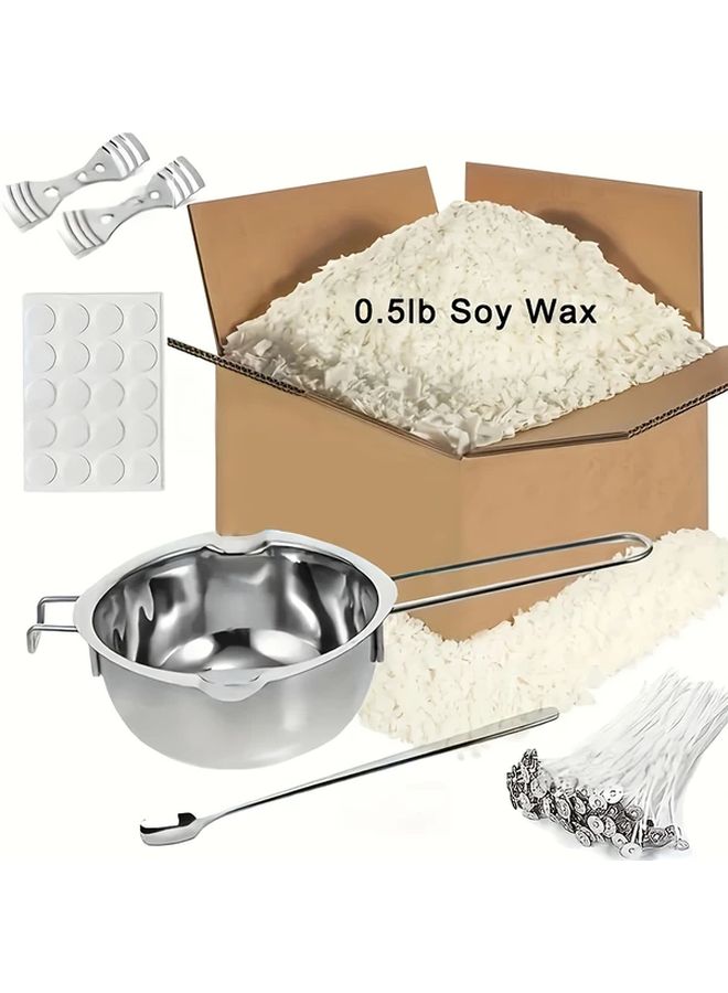 Soy Wax Candle Making Kit With Pouring Pot Wicks Stickers For Beginners - Image 1