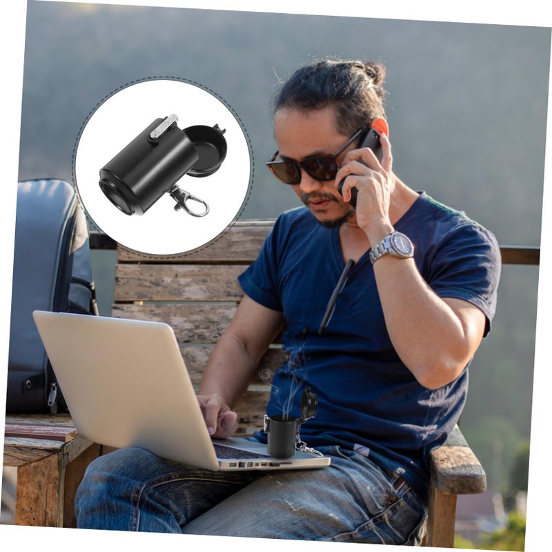 Large Capacity Portable Ashtray with Lid Outdoor Travel Smell Proof Cigarette Ash Tray - Image 5