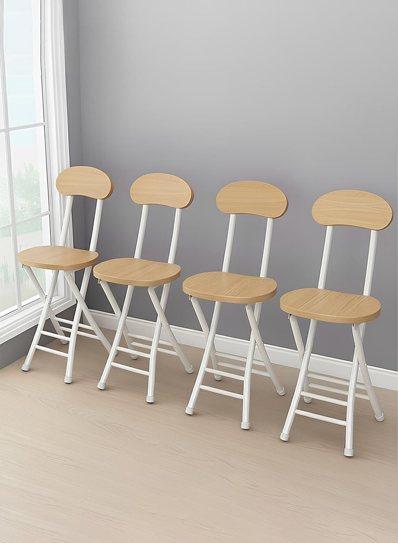 Taimi 4-Piece Folding Chair with Metal Frame and Backrest, Modern Design Dining Chair, Portable Chair for Indoor and Outdoor Use Ideal for Home, Picnics, Fishing, and Camping - Wooden Color - Image 1