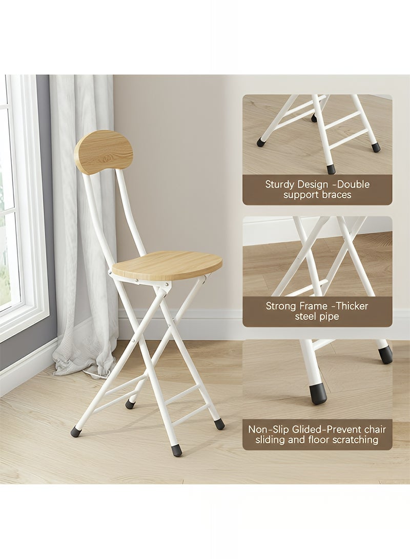 Taimi 4-Piece Folding Chair with Metal Frame and Backrest, Modern Design Dining Chair, Portable Chair for Indoor and Outdoor Use Ideal for Home, Picnics, Fishing, and Camping - Wooden Color - Image 4