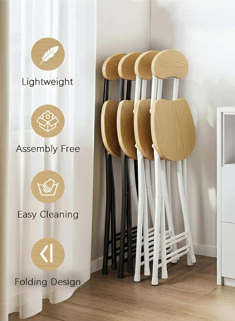 Taimi 4-Piece Folding Chair with Metal Frame and Backrest, Modern Design Dining Chair, Portable Chair for Indoor and Outdoor Use Ideal for Home, Picnics, Fishing, and Camping - Wooden Color - Image 5