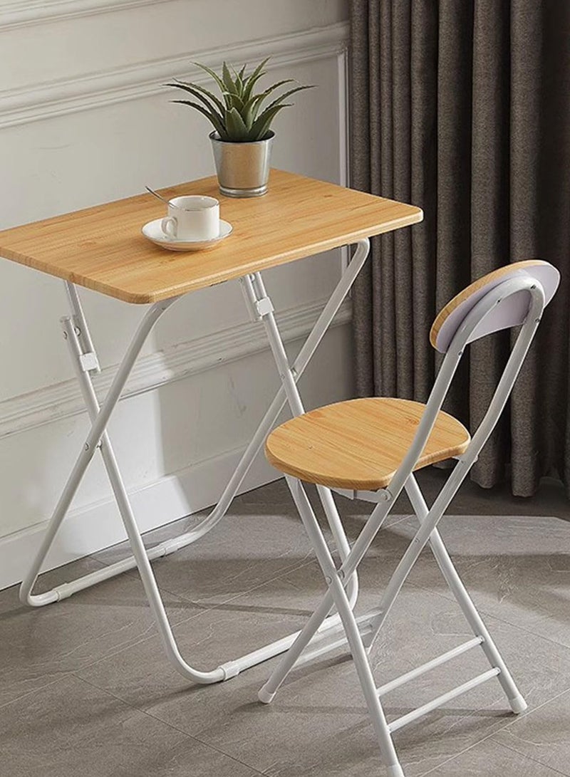 Taimi 4-Piece Folding Chair with Metal Frame and Backrest, Modern Design Dining Chair, Portable Chair for Indoor and Outdoor Use Ideal for Home, Picnics, Fishing, and Camping - Wooden Color - Image 3