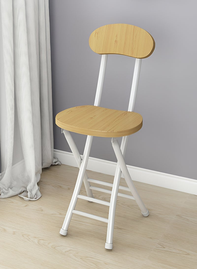 Taimi 4-Piece Folding Chair with Metal Frame and Backrest, Modern Design Dining Chair, Portable Chair for Indoor and Outdoor Use Ideal for Home, Picnics, Fishing, and Camping - Wooden Color - Image 2