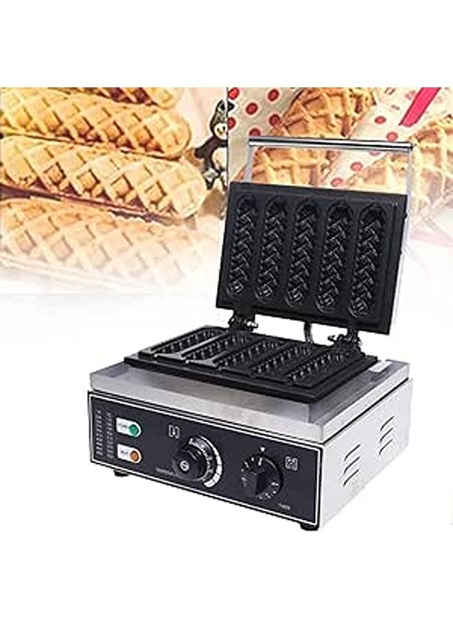 Hotdog Waffle Maker Machine, Electric Commercial Corn Stick Dog Maker, Non-Stick Stainless Steel French Muffin Waffle Irons 5 Slice 
