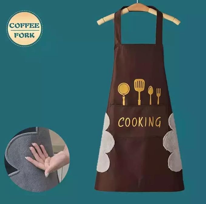 مريلة مطبخ من مادة PVC للنساء ، مريلة بجيب موسع مقاومة للماء، مريلة قهوة، مريلة طبخ للكبار, مكس - Image 1