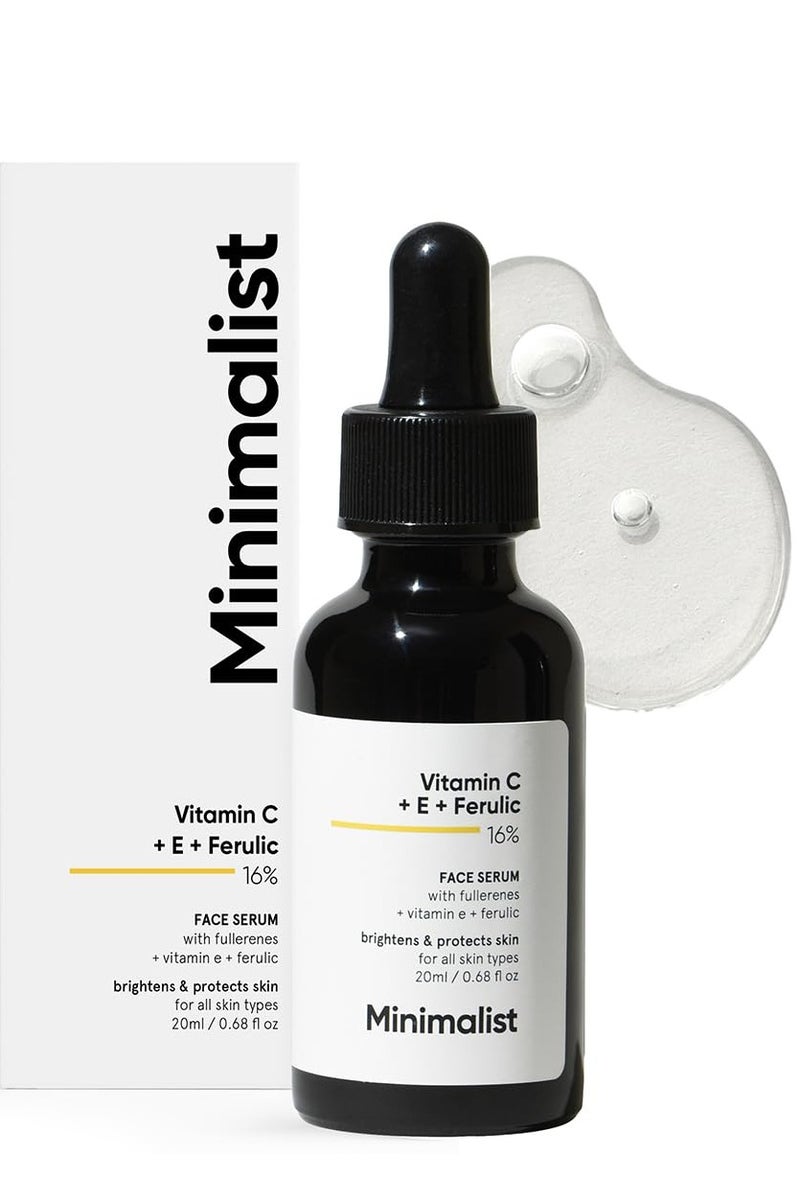 MINIMALIST Minimalist Vitamin C Face Serum With Vit E  Ferulic Acid For Glowing Skin  Advanced Brightening Formula With Power of Vit C  E Ferulic Acid  Fullerenes  - Image 1