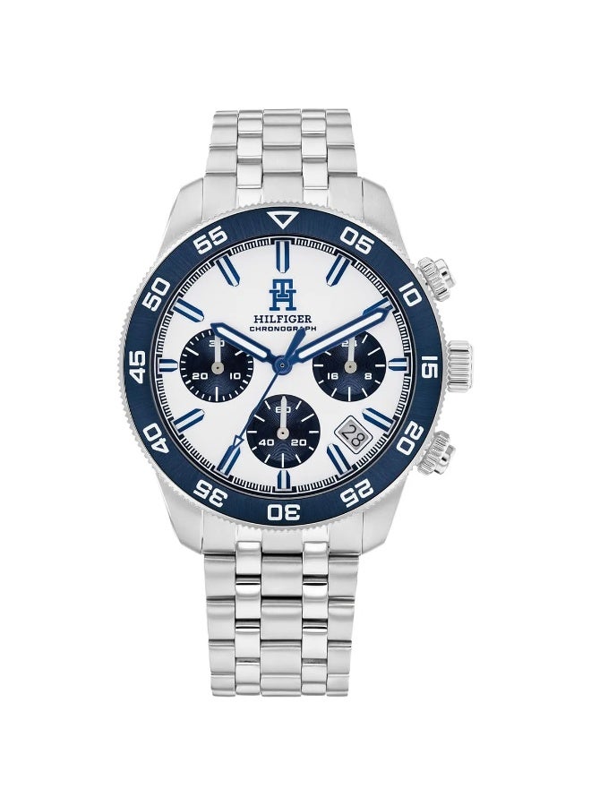 Tommy Hilfiger TH85 Men’s Analog Watch – White Dial, Silver Stainless Steel Strap, Quartz Movement (1792157) - Image 1
