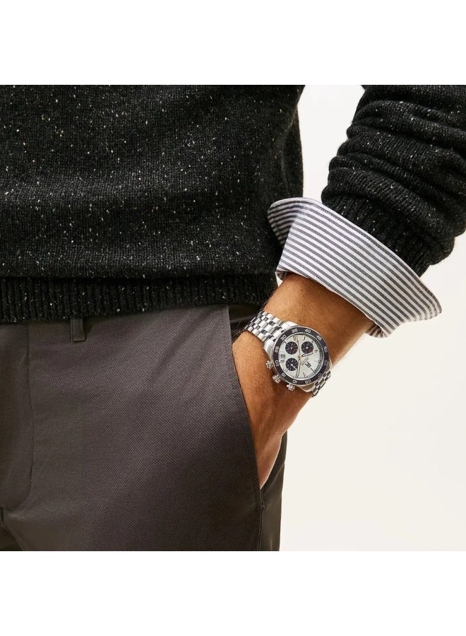 Tommy Hilfiger TH85 Men’s Analog Watch – White Dial, Silver Stainless Steel Strap, Quartz Movement (1792157) - Image 2