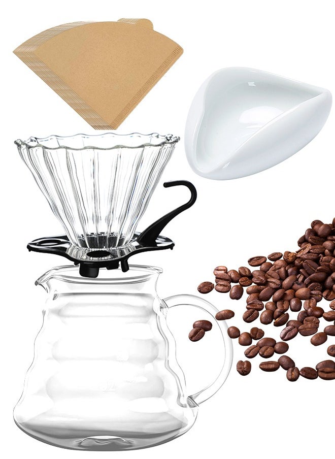Generic - V60 Pour Over Coffee Maker Set, Glass Coffee Maker with Filter Paper and Coffee Bean Weighing Tray - Image 1