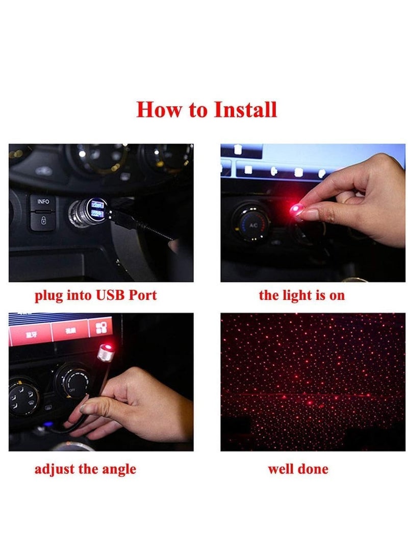 ELTRAZONE Upgrade Car USB Star Night Lights Interior Ceiling Lights Romantic Atmosphere Stary Light Projector with 3 Pattern Lens for Bedroom Camping Party Decor Light Red - Image 5