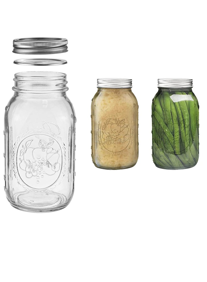 SYOSI جرار زجاجية ميسون، جرار تعليب، جرار جيلي مع أغطية محكمة للإغلاق للتعليب، التخزين، تحضير الوجبات، الشوفان طوال الليل، المربى 32، بال، 3، جرار ميسون - Image 1