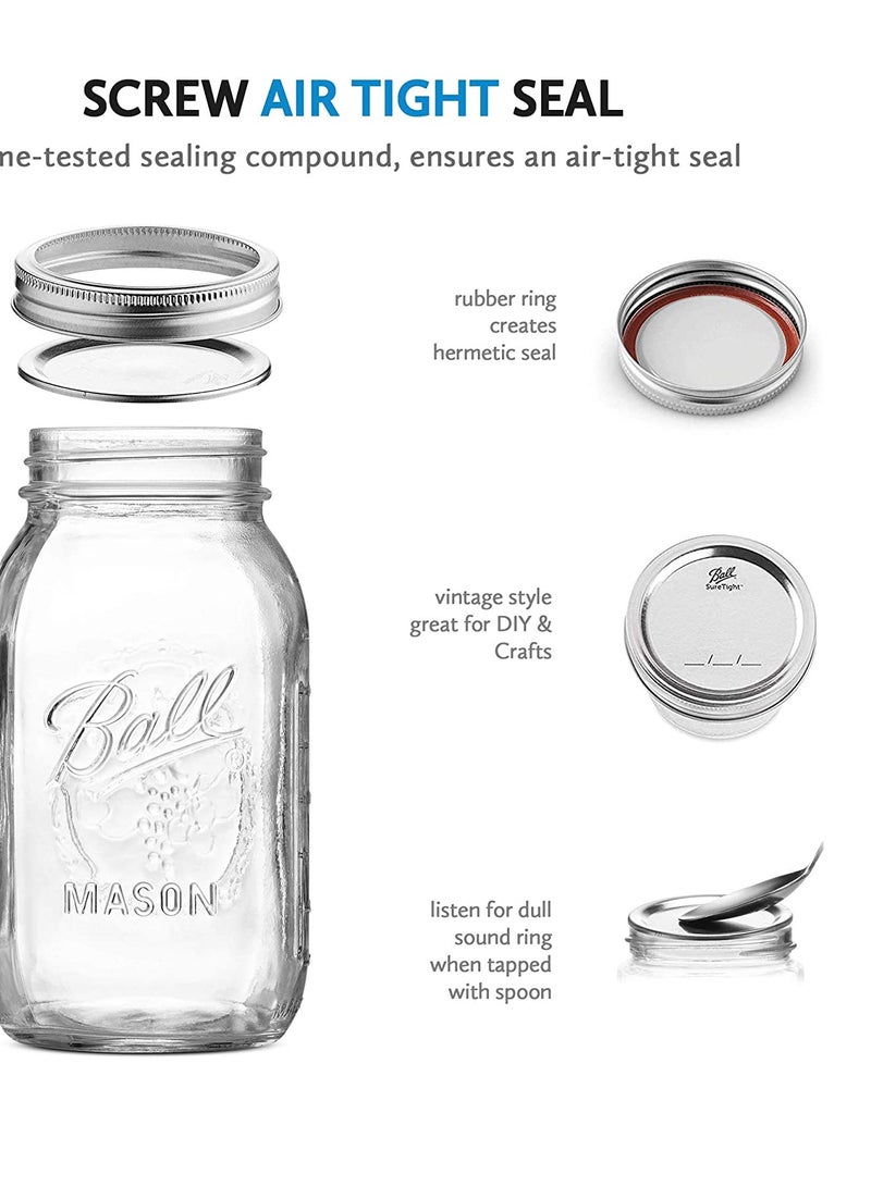 SYOSI جرار زجاجية ميسون، جرار تعليب، جرار جيلي مع أغطية محكمة للإغلاق للتعليب، التخزين، تحضير الوجبات، الشوفان طوال الليل، المربى 32، بال، 3، جرار ميسون - Image 3