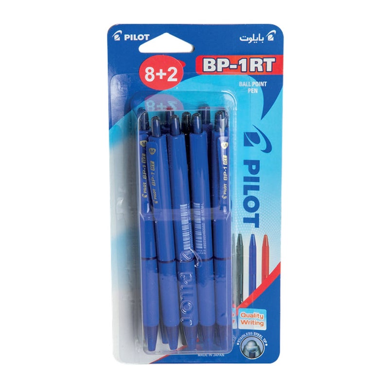 Pilot Ball Point Pen BP-1RT 8+2pcs pack