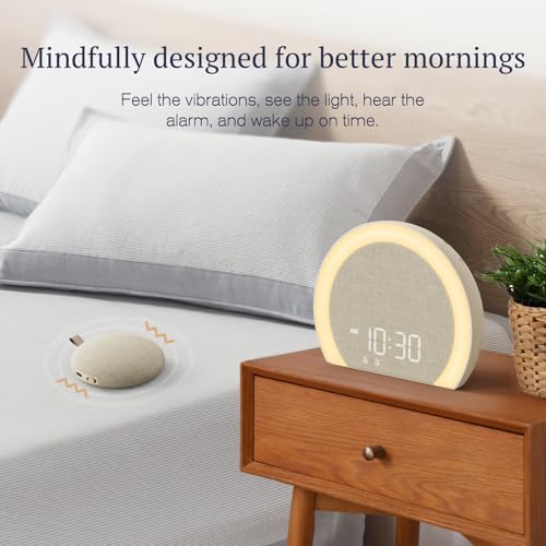 ANJANK Extra Loud Alarm Clock with Wireless Bed Shaker Vibrating Dual Alarm with Light Wake Up for Heavy Sleepers Hearing Impaired 9Color Night Light 8 Sounds 0100 Dimmer USB Charger - Image 3