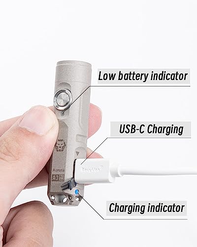 RovyVon A3 Pro G4 USB-C Rechargeable 7000K EDC Flashlight, 650 High Lumen Ultra Bright with Cool White, Momentary On, Lock Mode, Gift for Pocket Outdoor(Marble Surface) - Image 4