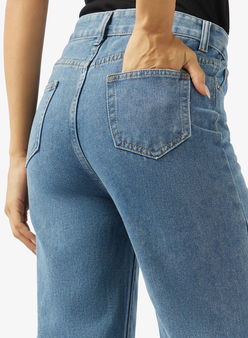 Ginger High Rise Overlap Waist Detail Straight Fit Jeans - Image 5