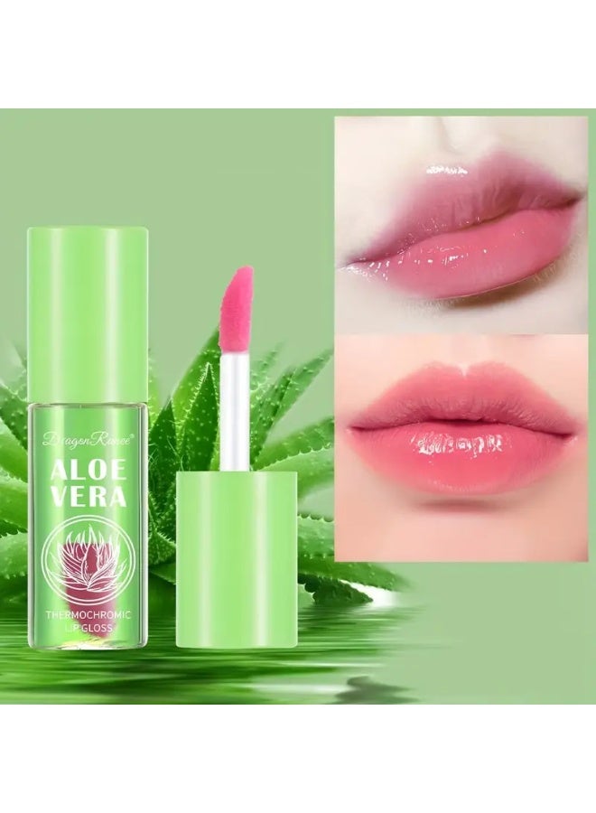 Dragon Ranee لمعان الشفاه المتغير اللون من الألوة فيرا، مرطب ومغذي غير لاصق، لمسة شفاه طويلة الأمد ومقاومة للماء، أحمر شفاه سائل شفاف يتغير لونه حسب درجة الحرارة، مستحضرات العناية اليومية بالشفاه هدايا عيد الحب تحتوي على سكوالان نباتي - Image 2