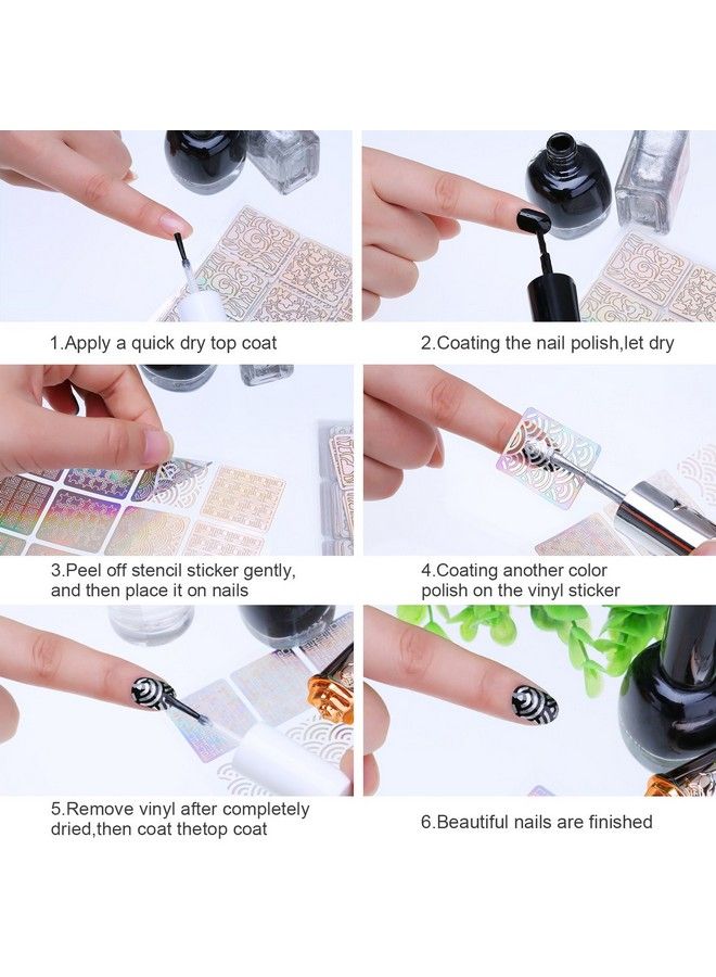 eBoot 288 Pieces 96 Designs Nail Vinyls Nail Stencil Sticker Sheets Set For Nail Art Design 24 Sheets  - Image 4