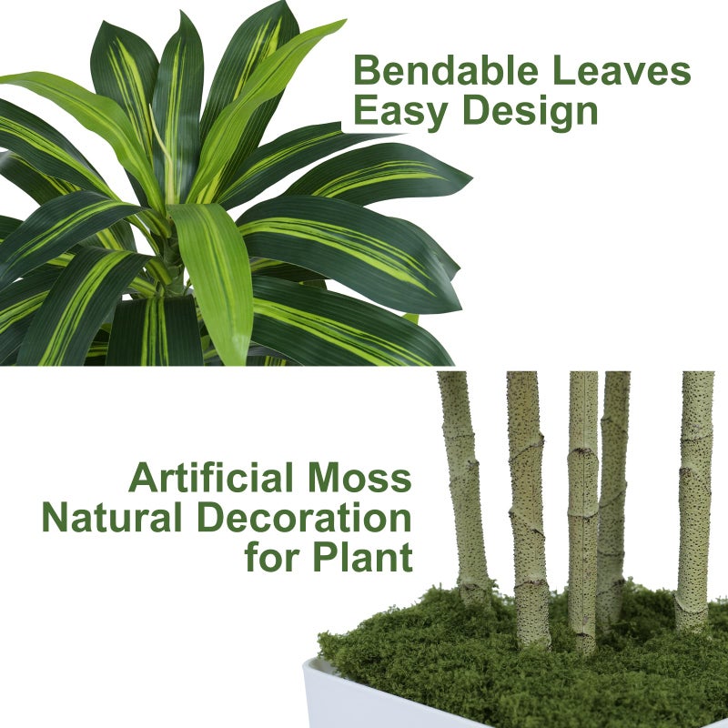 Keeplush 5FT Artificial Dracaena Tree - High-Density Foliage Fake Plant with White Tall Planter - Faux Yucca Floor Plant for Home Office Decor Indoor - Image 5