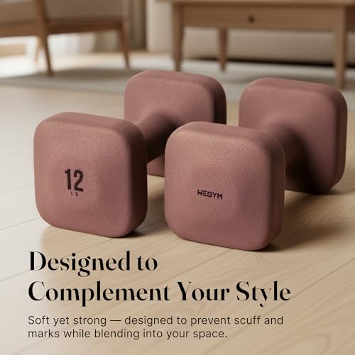 WeGym SafeGrip Square Dumbbells with Anti Slip Handles, Aesthetic Free Weights for Home Workouts, Stable Design Prevents Rolling during Floor Exercises (12LB, Pair Rose) - Image 4