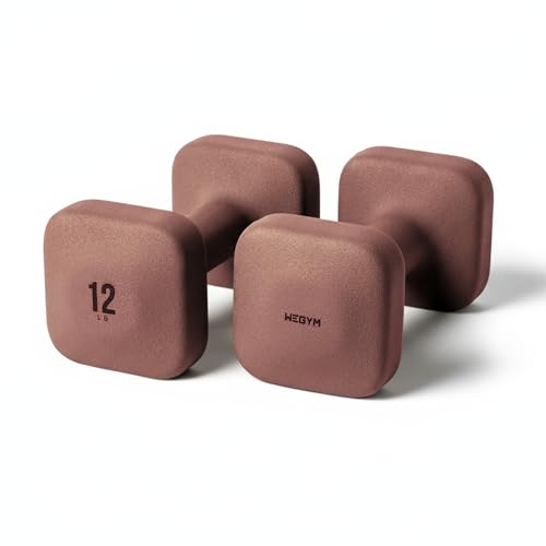 WeGym SafeGrip Square Dumbbells with Anti Slip Handles, Aesthetic Free Weights for Home Workouts, Stable Design Prevents Rolling during Floor Exercises (12LB, Pair Rose) - Image 1