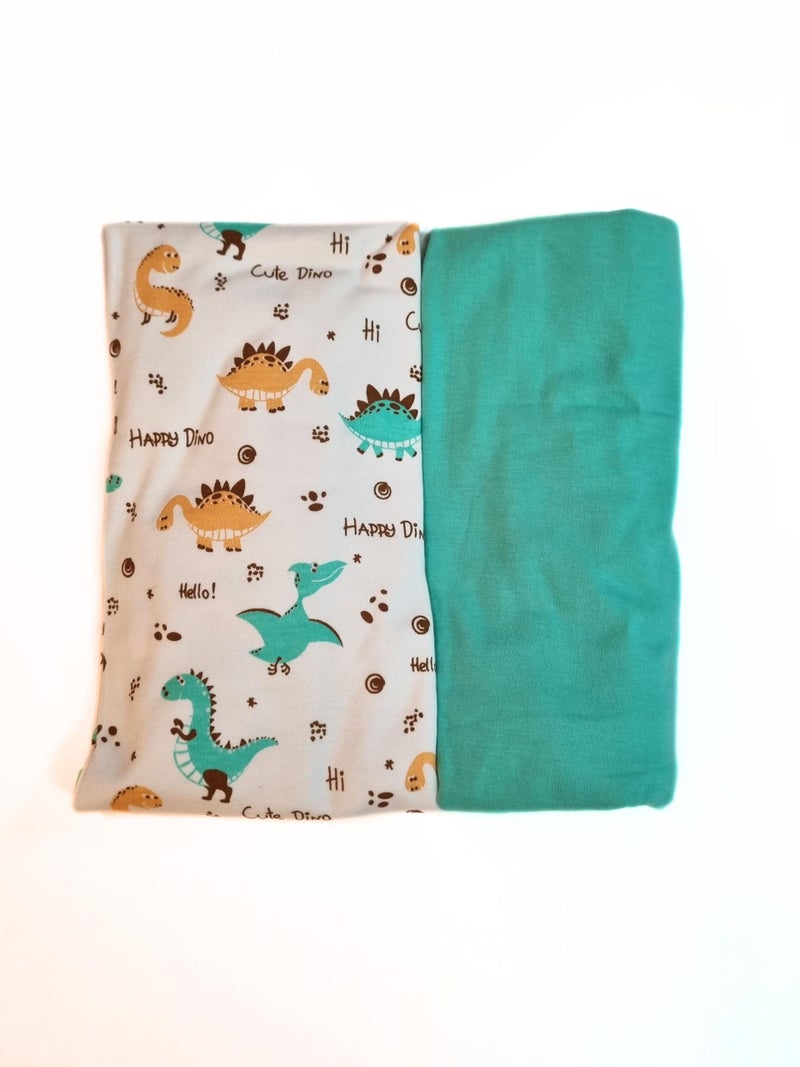 aRIC Moms Pet Super Ultra Soft 100% Cotton Baby Swaddle Cloth | Pure Cotton Sheets Baby Wrap Set for New Born Babies | 1 Printed Wrapping with 1 Solid Sheet (Set of 2 Sheets) (Green) - Image 5