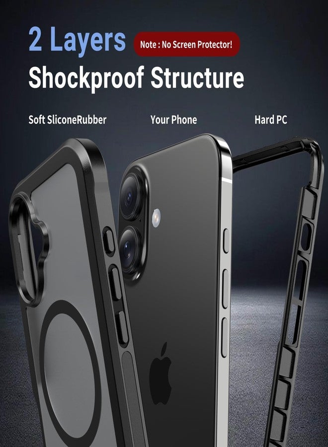 jaroco for iPhone 16 case, [Compatible with MagSafe][Military Grade Drop Protection][Heavy Duty Protection][Non-Slip][Shockproof] with 2-Layer Durable Bumper Phone Case 6.1''-Black - Image 2