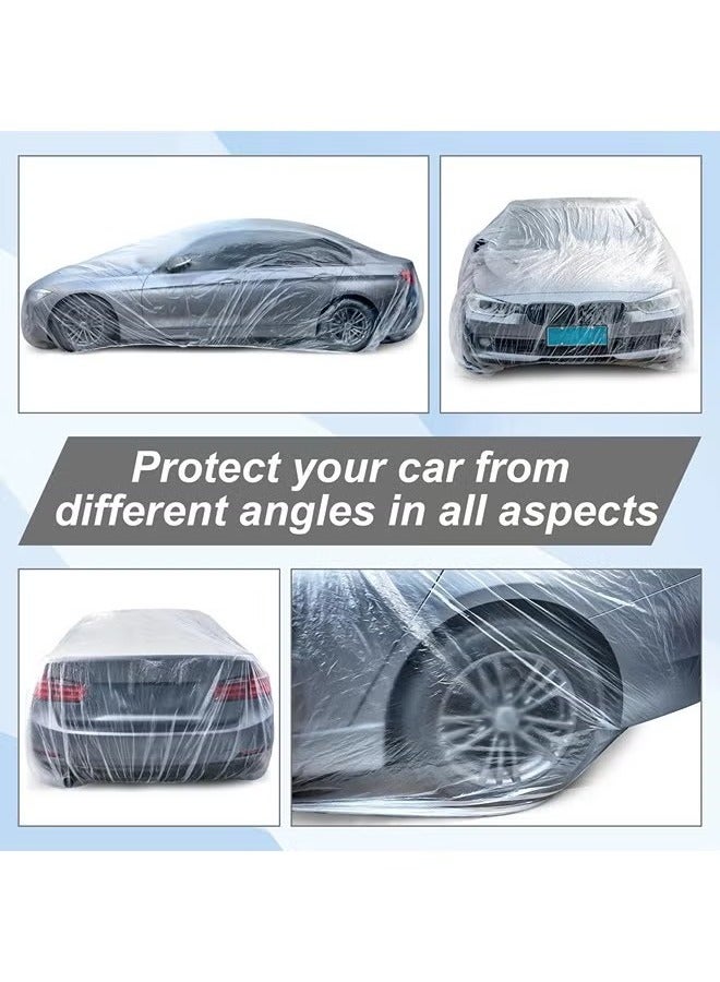 Disposable Car Cover Clear Plastic Car Cover Outdoor Universal Rain Dust Garage Cover with Elastic Band - Image 5