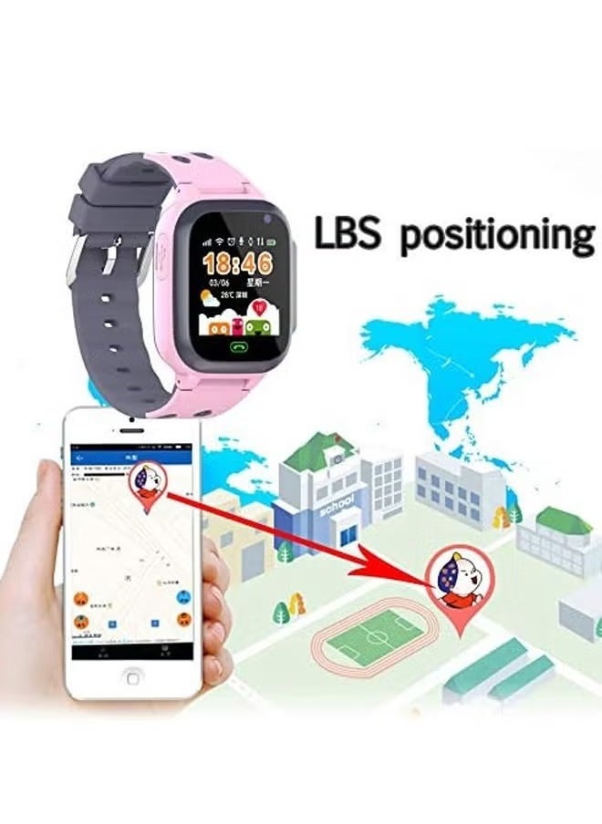 Nabi - Kids Smart Watch With Calling Feature Support SIM Card Waterproof Watch Phone for Children Kid Student One Button Speed Dial Voice Call Chat HD Touch Screen Offers Security Positioning Watch Pink - Image 1