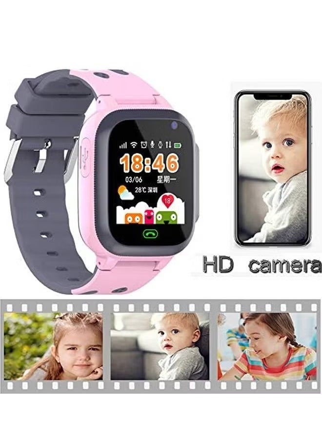 Nabi - Kids Smart Watch With Calling Feature Support SIM Card Waterproof Watch Phone for Children Kid Student One Button Speed Dial Voice Call Chat HD Touch Screen Offers Security Positioning Watch Pink - Image 1