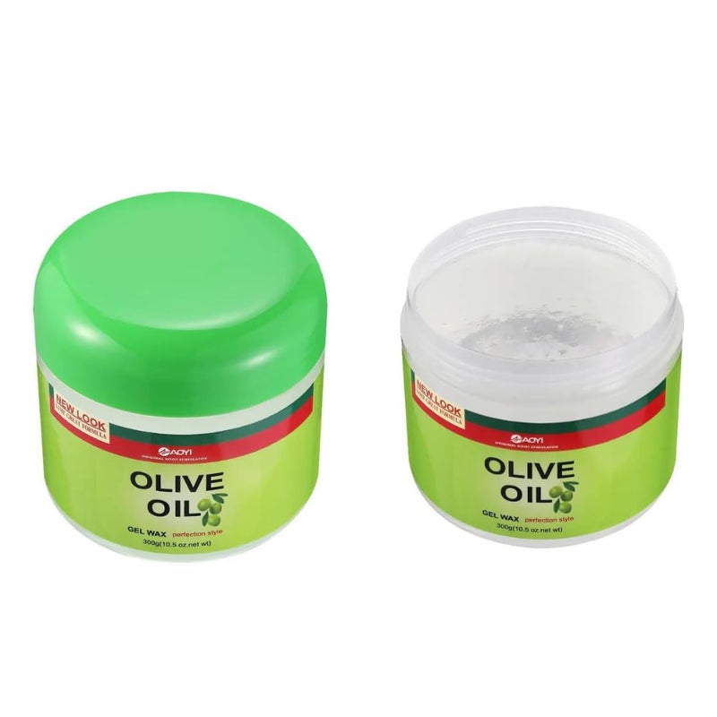 JANCOM Olive Oil Edge Control Hair Wax Gel Long Lasting Olive Oil Hair Styling Wax Gel Extreme Hold Edge Control Molding Wax Moisturizing Nourishing NonSticky 300Gm - Image 1
