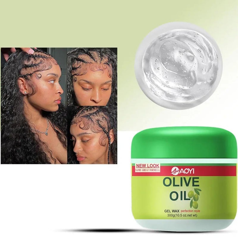 JANCOM Olive Oil Edge Control Hair Wax Gel Long Lasting Olive Oil Hair Styling Wax Gel Extreme Hold Edge Control Molding Wax Moisturizing Nourishing NonSticky 300Gm - Image 3