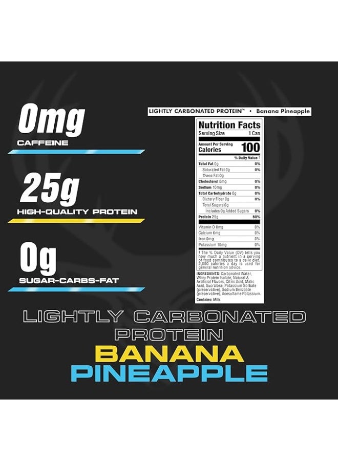 Bucked Up Lightly Carbonated Protein Soda | 25g Whey Isolate - Zero Sugar, Low Calorie, Caffeine Free, Clean Drink | Sparkling Protein Soda -16 oz Can (Banana Pineapple) - Image 2