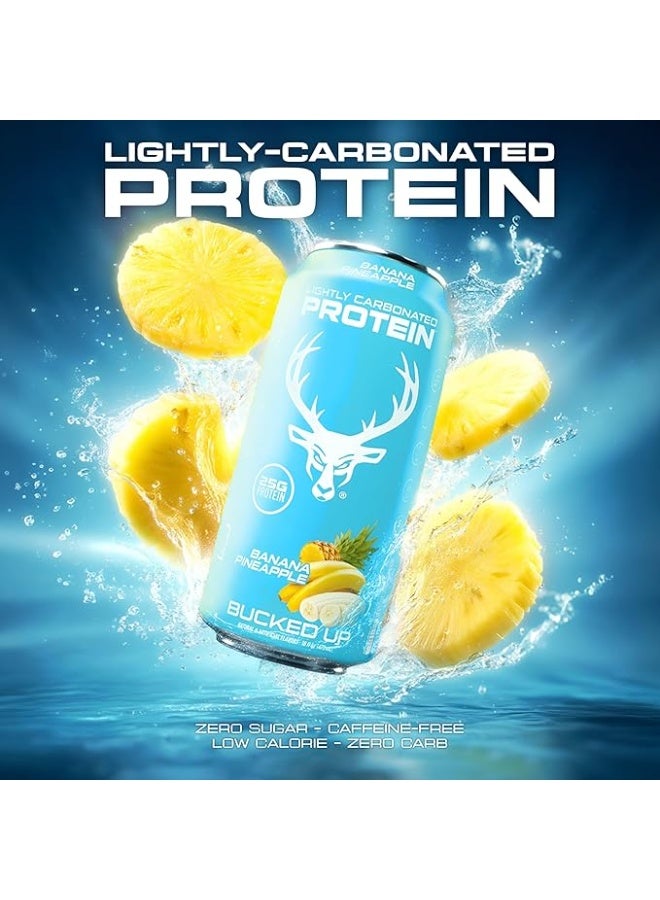 Bucked Up Lightly Carbonated Protein Soda | 25g Whey Isolate - Zero Sugar, Low Calorie, Caffeine Free, Clean Drink | Sparkling Protein Soda -16 oz Can (Banana Pineapple) - Image 4