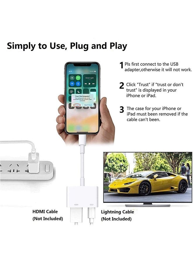 إم إكس إن محول Apple Lightning إلى HDMI لأجهزة iPhone إلى TV، كابل موصل شاشة مزامنة محول AV رقمي 1080P متوافق مع iPhone 14 13 12 11 XS XR X 8 iPad إلى HDTV Projector Monito (لا يحتاج إلى طاقة) - Image 4