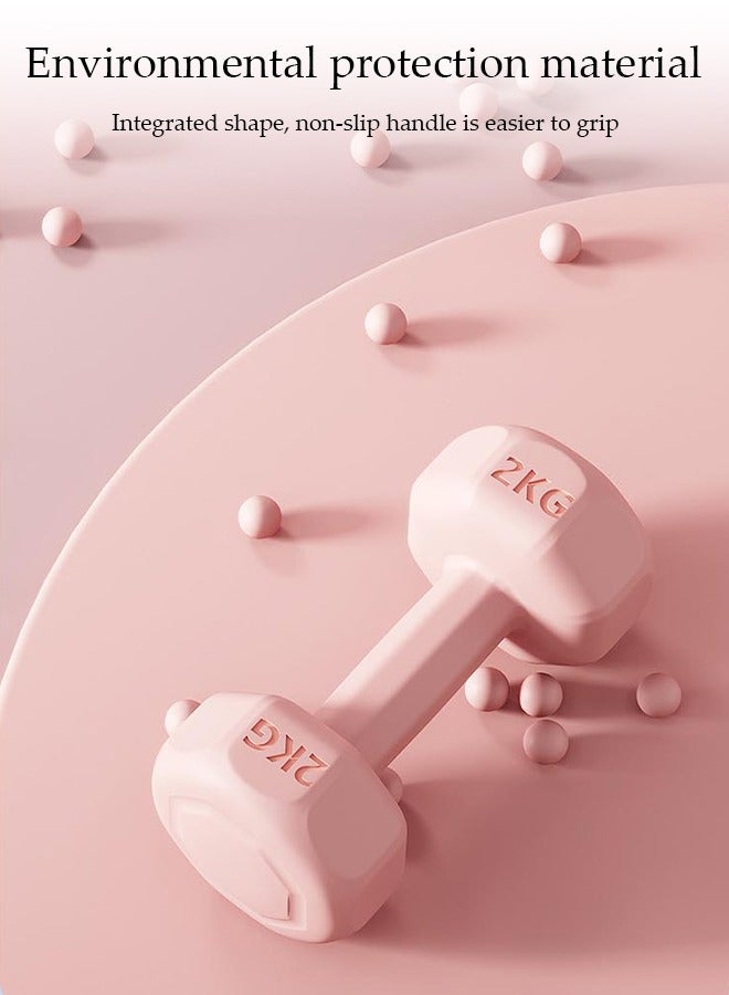 DUNISO 2 Pcs Dumbbells, Fitness Dumbbells, Weightlifting Dumbbells, With Anti Slip Handles, Washable, Suitable For Both Men And Women, Suitable For Fitness, Home Use, Exercise, Weightlifting, Yoga, Pink - Image 3