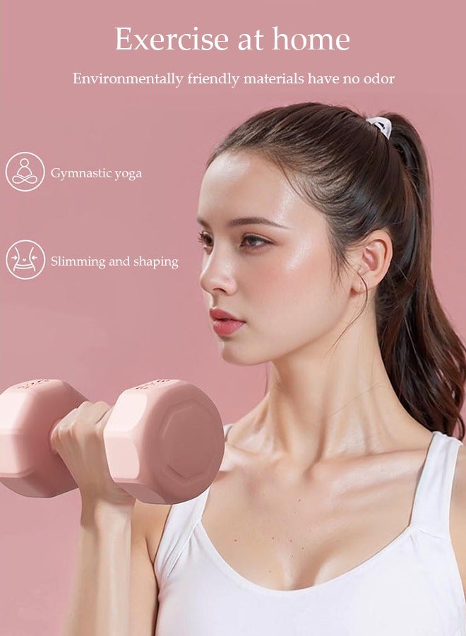 DUNISO 2 Pcs Dumbbells, Fitness Dumbbells, Weightlifting Dumbbells, With Anti Slip Handles, Washable, Suitable For Both Men And Women, Suitable For Fitness, Home Use, Exercise, Weightlifting, Yoga, Pink - Image 2