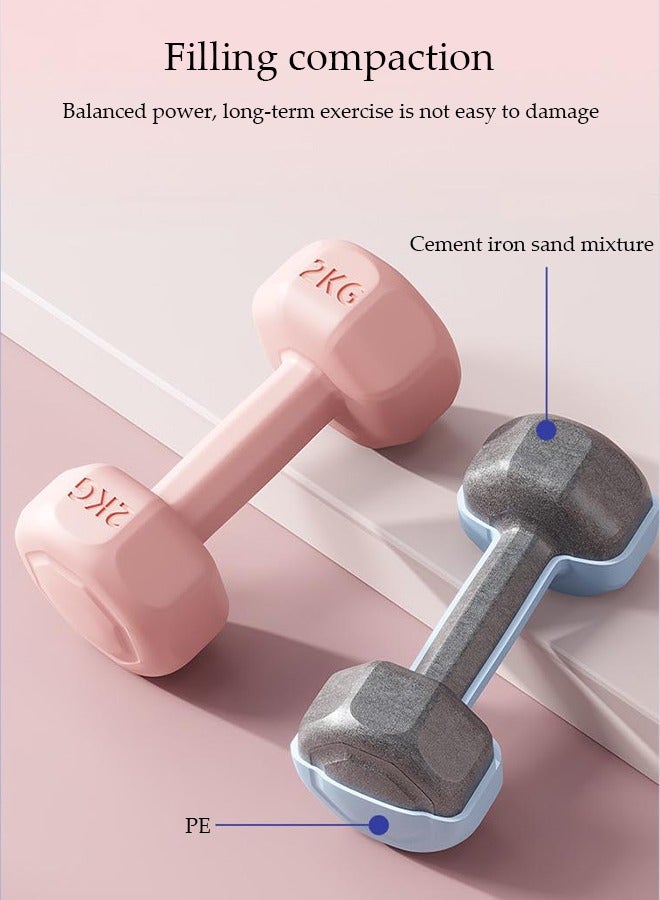 DUNISO 2 Pcs Dumbbells, Fitness Dumbbells, Weightlifting Dumbbells, With Anti Slip Handles, Washable, Suitable For Both Men And Women, Suitable For Fitness, Home Use, Exercise, Weightlifting, Yoga, Pink - Image 4