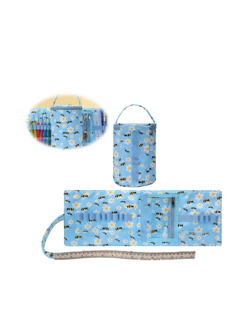 SYOSI Crochet Hook Case, Roll Bag Organizer for Crochet Hooks Kit, Ergonomic Knitting Needles Storage, DIY Hand Knitting Craft Tools for Beginners, Bag Only  - Image 1