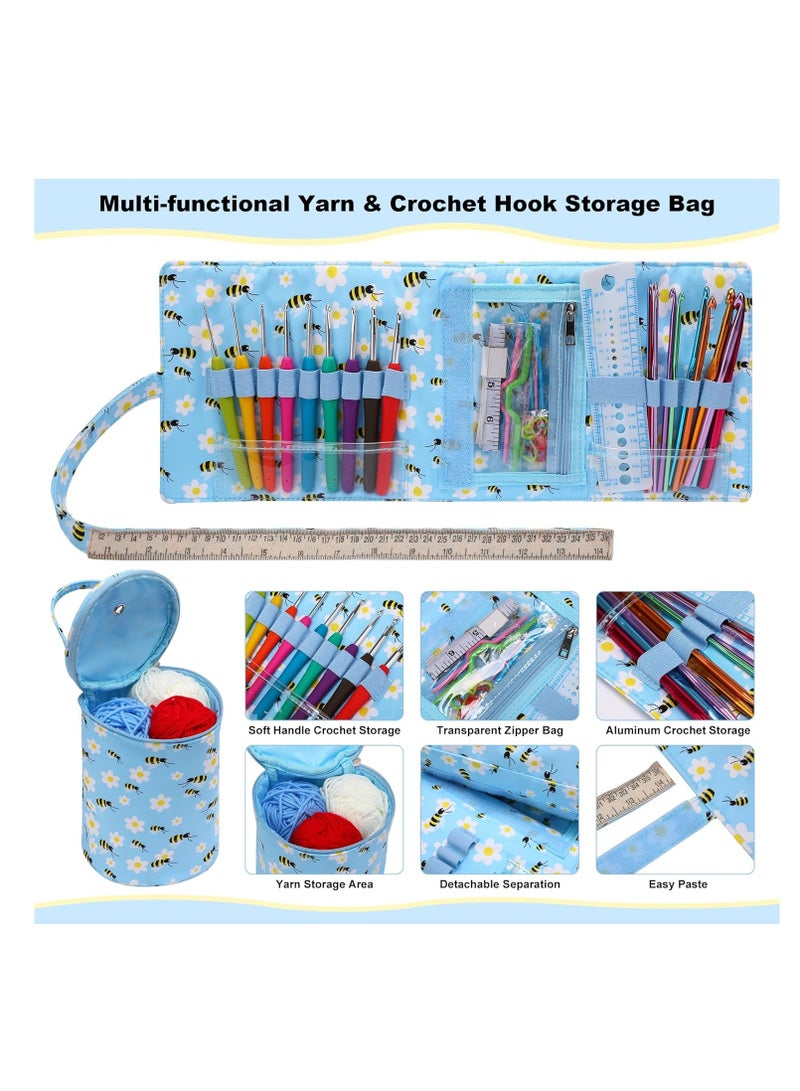SYOSI Crochet Hook Case, Roll Bag Organizer for Crochet Hooks Kit, Ergonomic Knitting Needles Storage, DIY Hand Knitting Craft Tools for Beginners, Bag Only  - Image 2