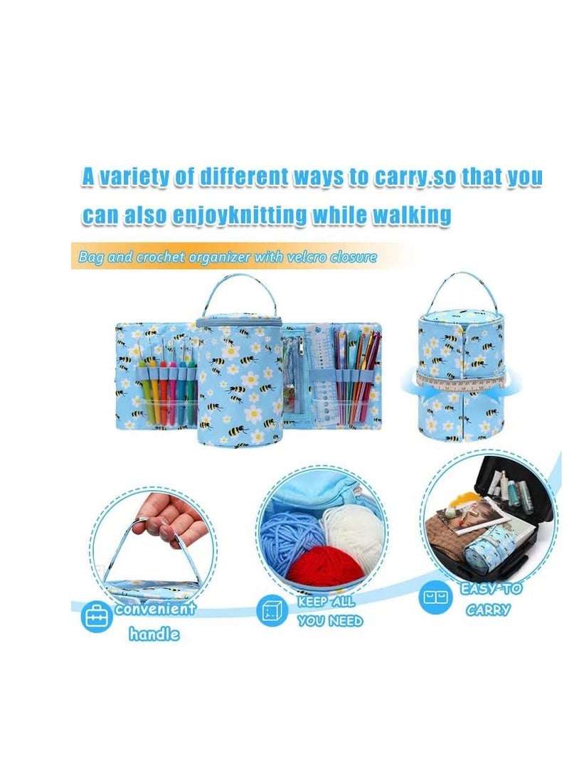 SYOSI Crochet Hook Case, Roll Bag Organizer for Crochet Hooks Kit, Ergonomic Knitting Needles Storage, DIY Hand Knitting Craft Tools for Beginners, Bag Only  - Image 5