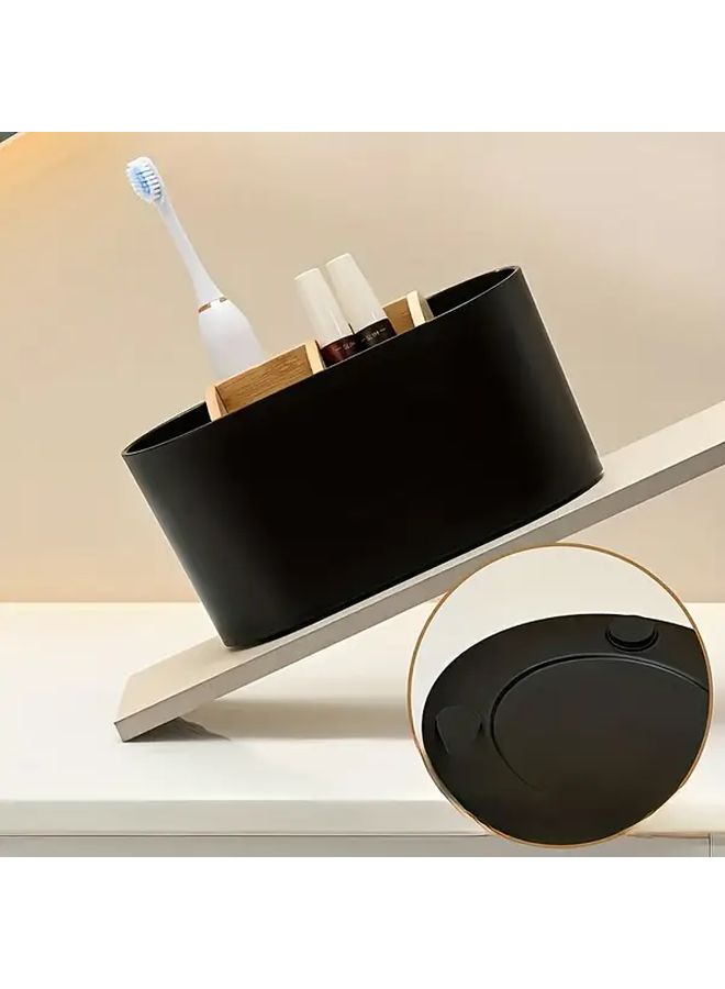 5 Slot Black Plastic Toothbrush Holder With Compartments And Lip Freestanding Bathroom Organizer For Electric Digital Toothbrush Razor Dental Care No Installation Durable Countertop Storage Shelf Space Saving Holds 5 Brushes - Image 5