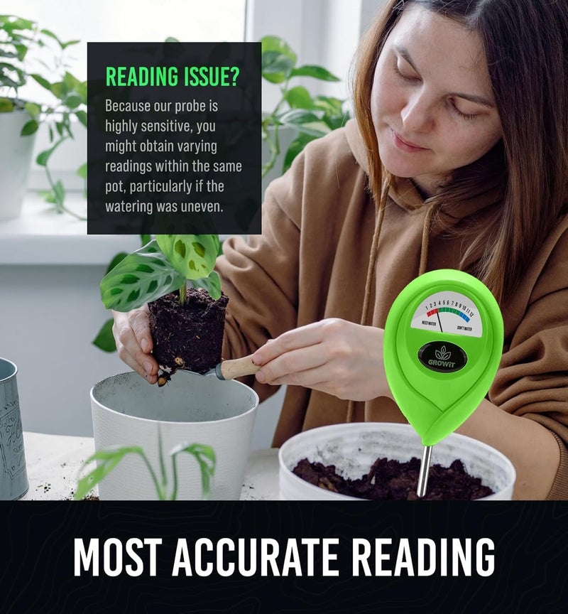 Craft911 مقياس رطوبة التربة GROWIT للنباتات - مقياس رطوبة النباتات المنزلية | مقياس كثافة السوائل للنباتات | مقياس رطوبة النباتات المنزلية | جهاز اختبار الماء للنباتات | نباتات الزراعة (عبوة من 2) - Image 1