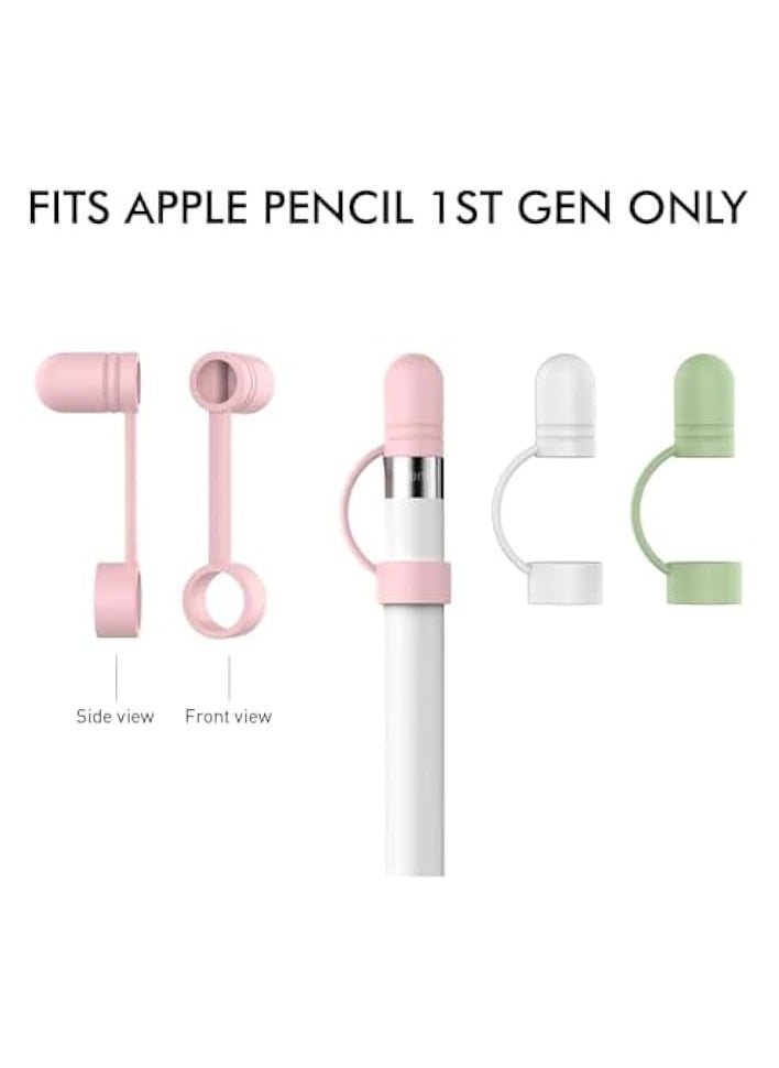 PROMASS Cap Holder for Apple Pencil, 3 PCS Cap Cover Replacement for Apple Pencil 1st Generation, Anti-Lost Strap Silicone Protective Cap Cover, Protective Accessories for Apple Pencil (Pink)  - Image 4