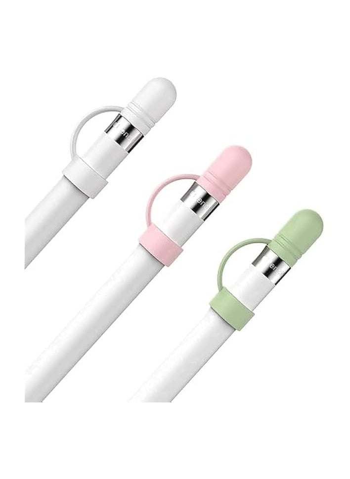 PROMASS Cap Holder for Apple Pencil, 3 PCS Cap Cover Replacement for Apple Pencil 1st Generation, Anti-Lost Strap Silicone Protective Cap Cover, Protective Accessories for Apple Pencil (Pink)  - Image 1