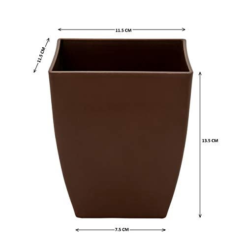 garbnoire Gardening Flower Pots - 5.5 Inch Plastic Flower Pots | Modern Decorative Indoor Outdoor Pots - (Coffee, 3) - Image 4