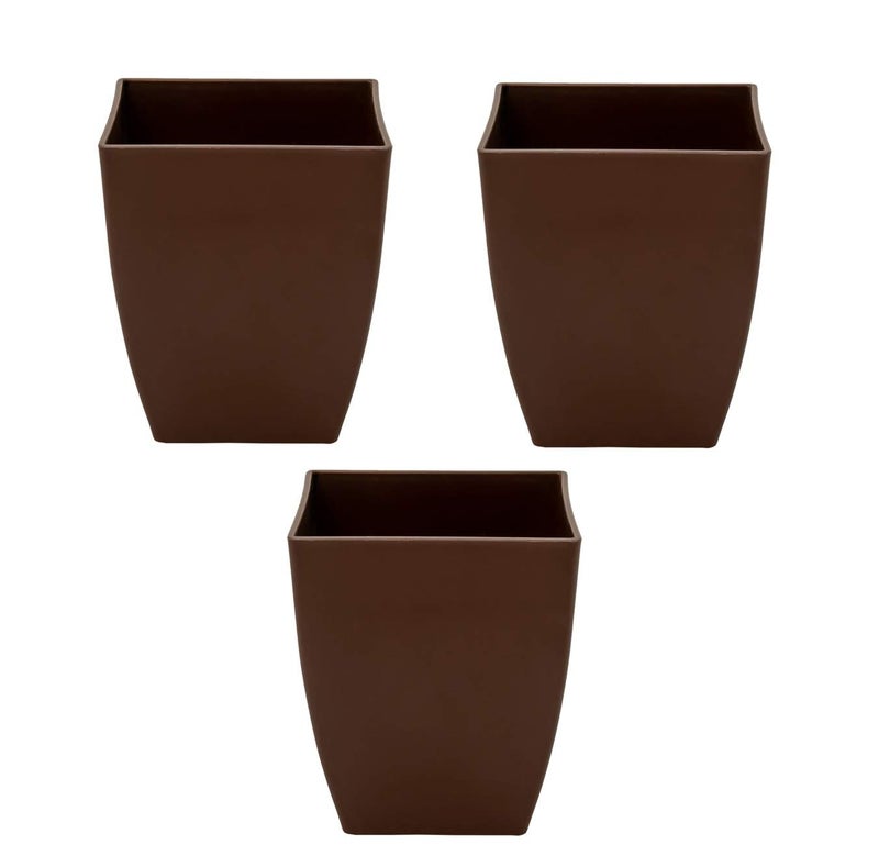 garbnoire Gardening Flower Pots - 5.5 Inch Plastic Flower Pots | Modern Decorative Indoor Outdoor Pots - (Coffee, 3) - Image 3