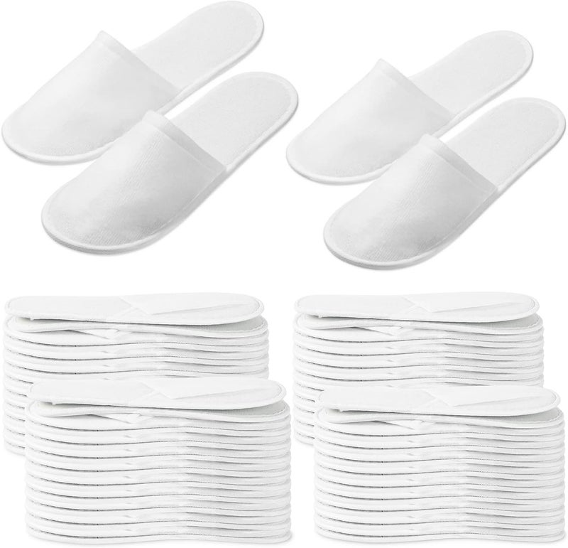 SATINIOR 40 Pairs Disposable Slippers Closed Toe Spa Slippers White Hotel Portable Travel Indoor Slipper Bulk for Women Men Home Hotel Wedding Guests 2 Sizes